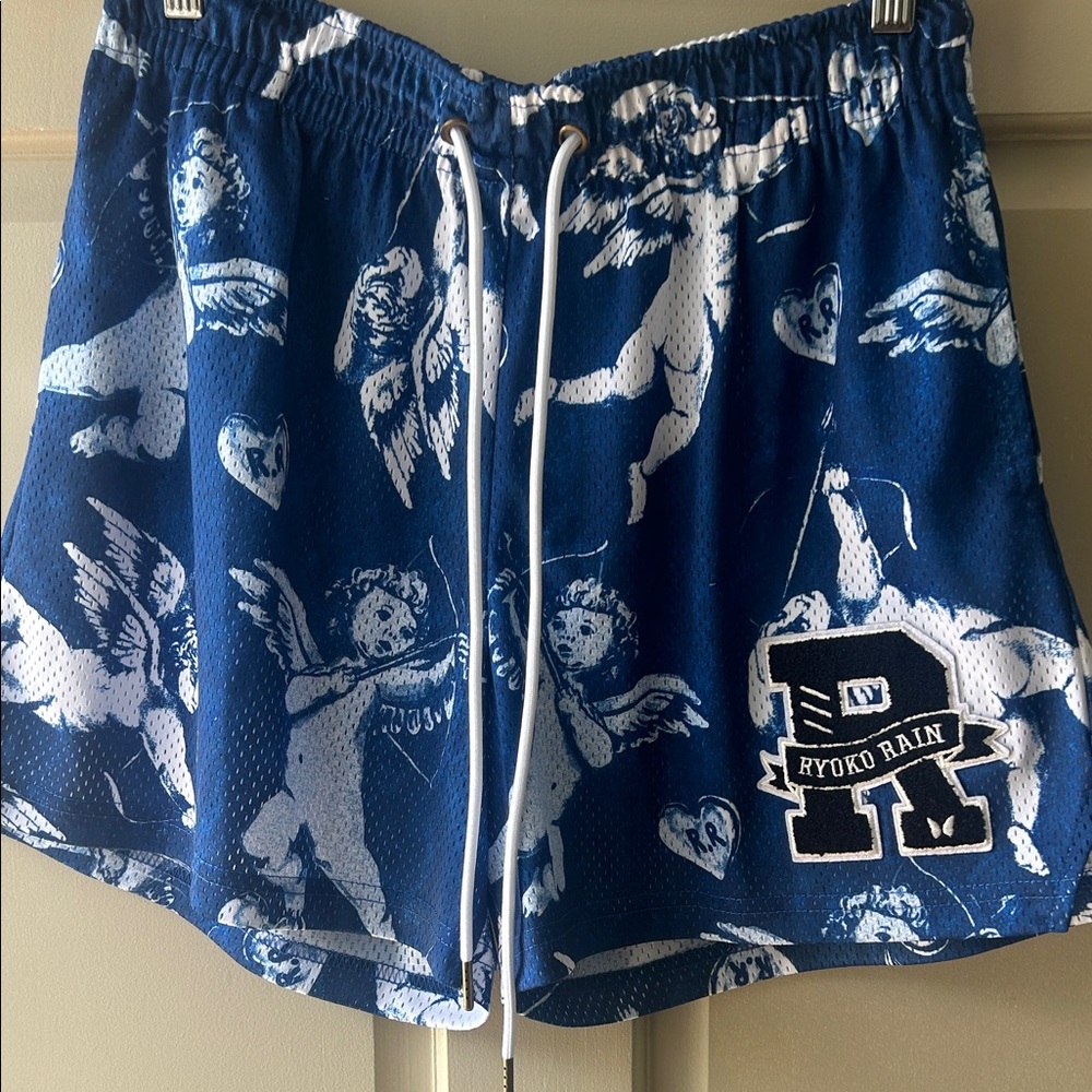 Ryoko Rain Blue Cherub Athletic Shorts with Drawstring